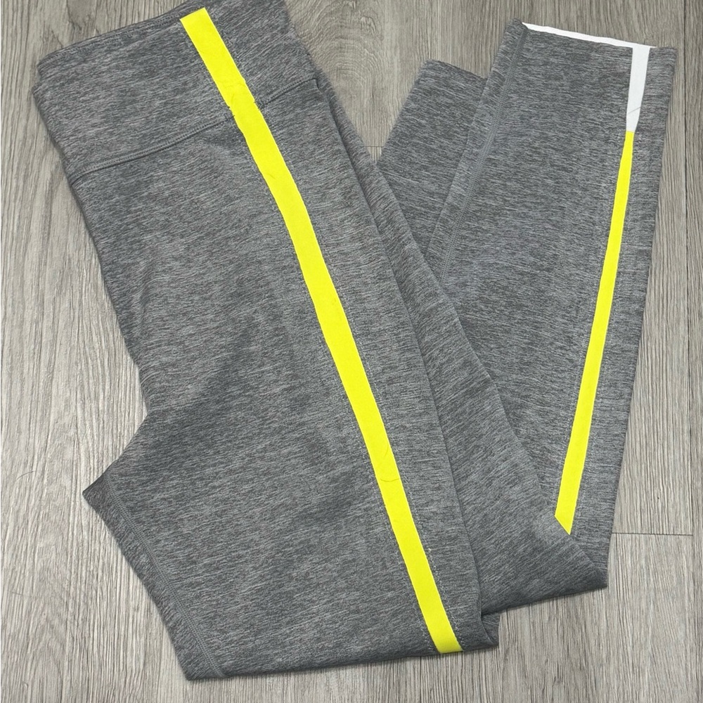 Women’s Zyia Gray Leggings with Yellow Stripe